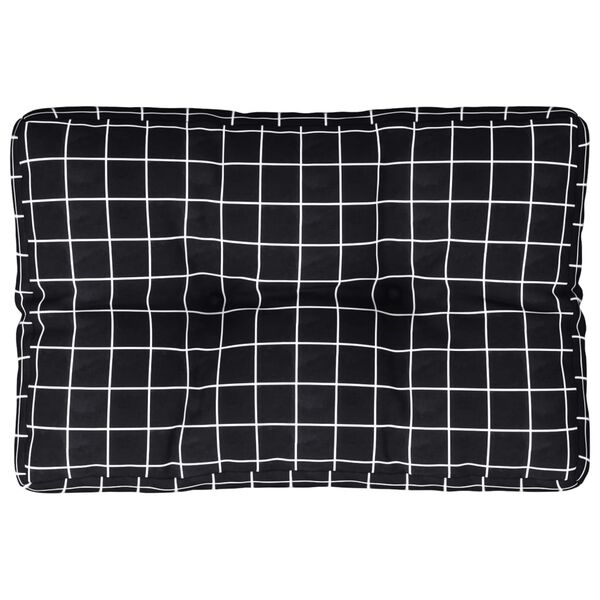 vidaXL Palettenkissen Schwarz Karomuster 50x40x12 cm Stoff