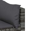 vidaXL 3-tlg. Garten-Lounge-Set mit Kissen Grau Poly Rattan