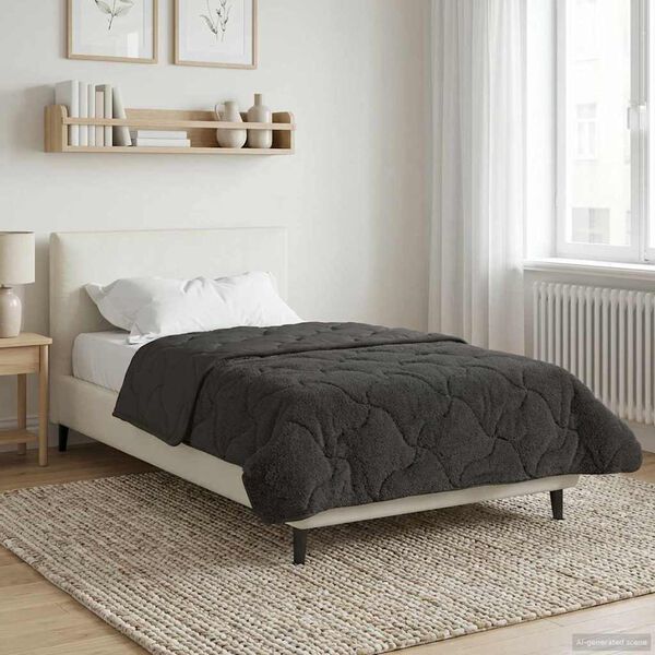 vidaXL Ganzjahresbettdecke Gepolstert Anthrazit 155 x 200 cm