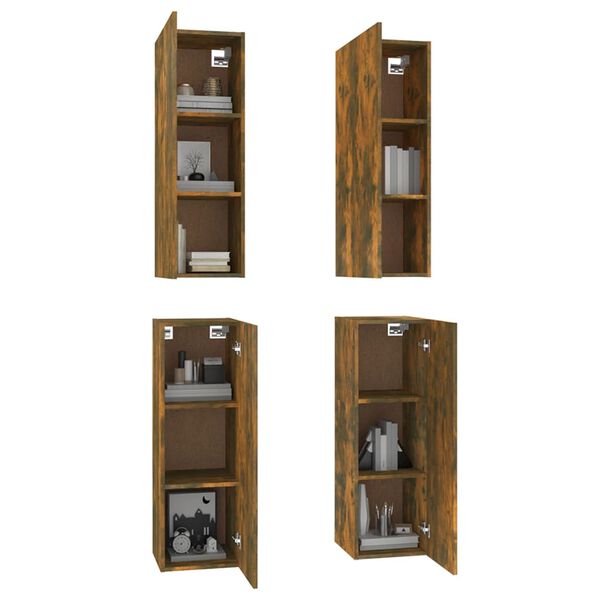 vidaXL TV-Schr&auml;nke 4 Stk. R&auml;uchereiche 30,5x30x90 cm Holzwerkstoff