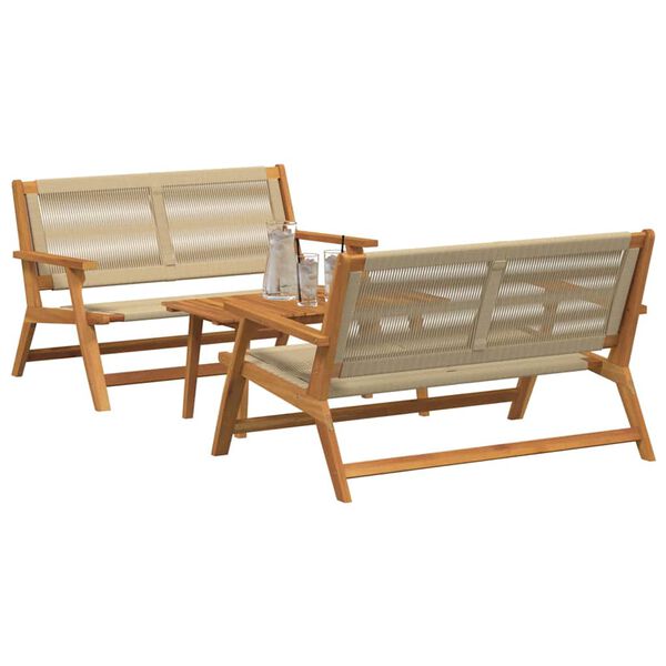 vidaXL Gartenst&uuml;hle mit Tisch 3 pcs Beige Massivholz Akazie