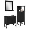 vidaXL Badezimmerm&ouml;bel-Set mit Regal 3 pcs Schwarz Holzwerkstoff