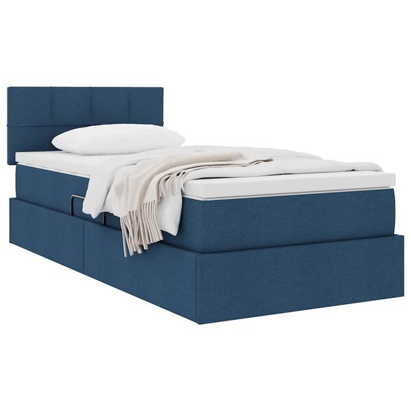 vidaXL Aufbewahrungsbett mit Matratze Blau 100 x 200 cm Holzwerkstoff