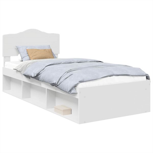 vidaXL Bettrahmen mit Kopfteil Wei&szlig; 90 x 200 cm Massives Kiefernholz