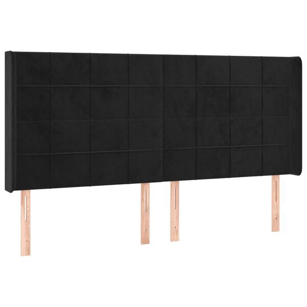 vidaXL LED Kopfteil Schwarz 163x16x118/128 cm Samt