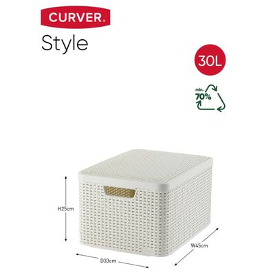 Curver Aufbewahrungsbox mit Deckel Style L 30L Cremeweiß