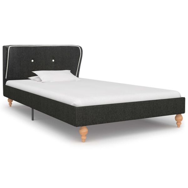 vidaXL Bett mit Matratze Dunkelgrau Sackleinen 90 x 200 cm