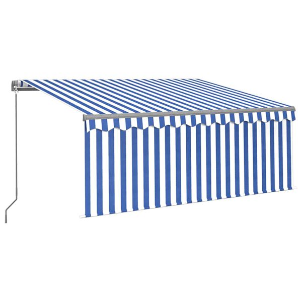 vidaXL Markise Manuell Einziehbar mit Rollo 3,5x2,5m Blau & Wei&szlig;