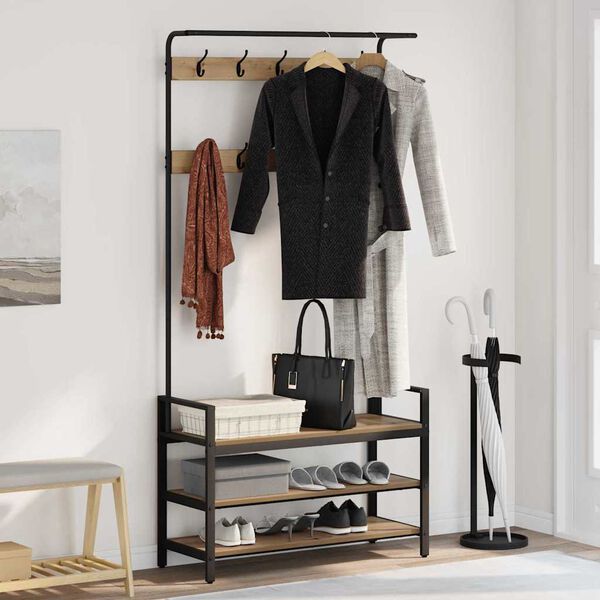 vidaXL Garderobenst&auml;nder Artisan-Eiche 95 x 34 x 184 cm Holzwerkstoff