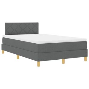 vidaXL LED Boxspringbett mit Kopfteil Dunkelgrau 120 x 190 cm Stoff