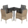 vidaXL 5-tlg. Garten-Essgruppe mit Kissen Beige Poly Rattan