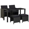 vidaXL 5-tlg. Garten-Essgruppe mit Auflagen Poly Rattan Schwarz