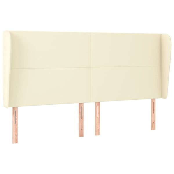 vidaXL Kopfteil mit Ohren Creme 203x23x118/128 cm Kunstleder