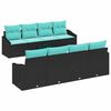 vidaXL Sofa Set mit Kissen 9 pcs Schwarz und T&uuml;rkis Poly Rattan