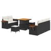 vidaXL Gartensofa-set mit Kissen 10 pcs Schwarz und Creme Poly-Rattan
