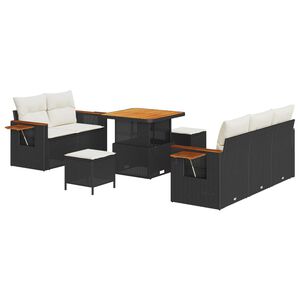 vidaXL Gartensofa-set 10 stk. 7-Sitzanzahl Schwarz und Creme