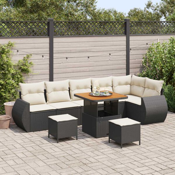 vidaXL Garten-Sofa-Set 9 pcs Schwarz Poly-Rattan