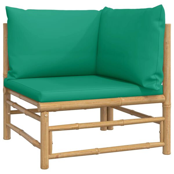 vidaXL 10-tlg. Garten-Lounge-Set mit Gr&uuml;nen Kissen Bambus