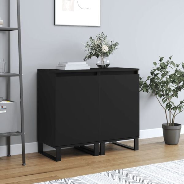 vidaXL Sideboards 2 Stk. Schwarz 40x35x70 cm Holzwerkstoff