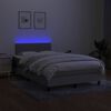 vidaXL Boxspringbett mit Matratze & LED Hellgrau 120x200 cm Stoff