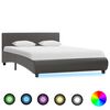 vidaXL Bettgestell mit LED Grau Kunstleder 120&times;200 cm