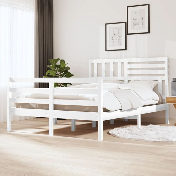 vidaXL Massivholzbett Wei&szlig; 120x200 cm