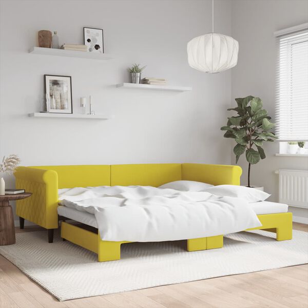 vidaXL Tagesbett Ausziehbar Gelb 100x200 cm Samt