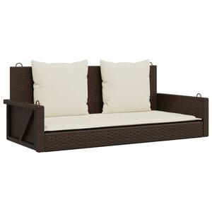 vidaXL H&auml;ngebank mit Kissen Braun 119x56x48 cm Poly Rattan