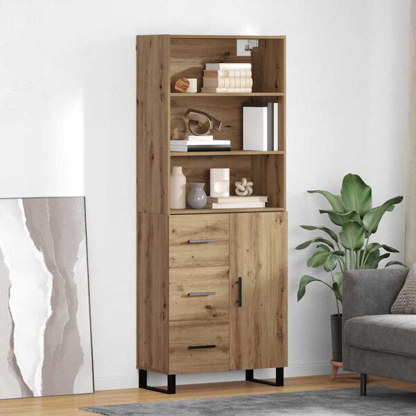 vidaXL Highboard Artisan-Eiche 69,5 x 34 x 180 cm Holzwerkstoff