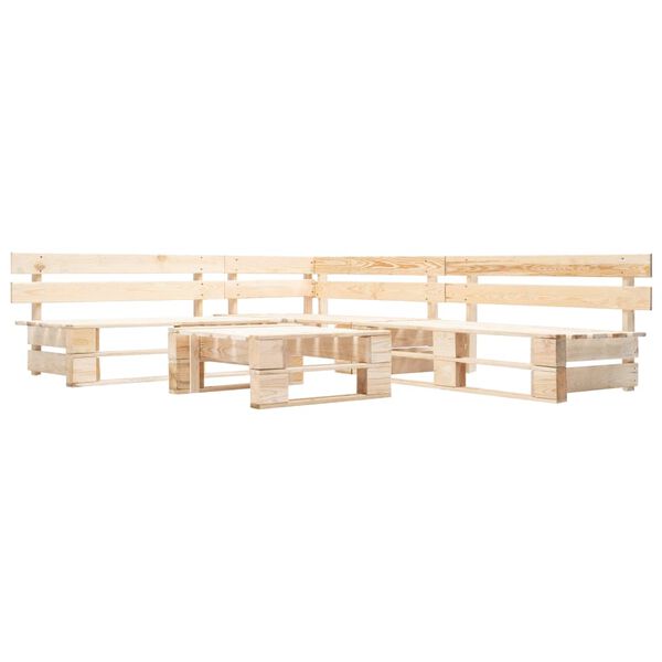 vidaXL 4-tlg. Paletten-Lounge-Set mit Kissen in Rot Holz