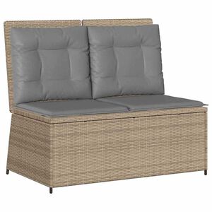vidaXL Gartenbank mit Kissen Beige Poly Rattan