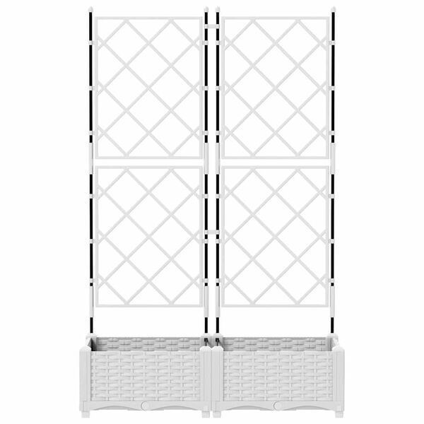vidaXL Garten-Pflanzgef&auml;&szlig; 2 pcs Wei&szlig; 80 x 40 x 125,5 cm Stahl