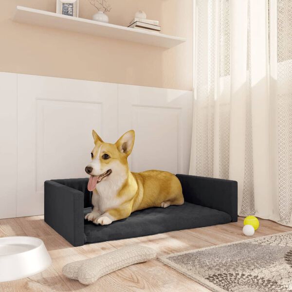 vidaXL Kofferraum-Hundebett Schwarz 70x45 cm Leinenoptik