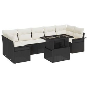 vidaXL Garten-Sofa-Set mit Kissen 8 pcs Schwarz Poly Rattan