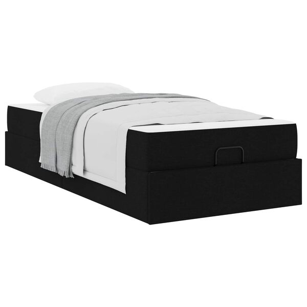 vidaXL Bettgestell mit Matratze mit Matratze 2 pcs Schwarz Stoff