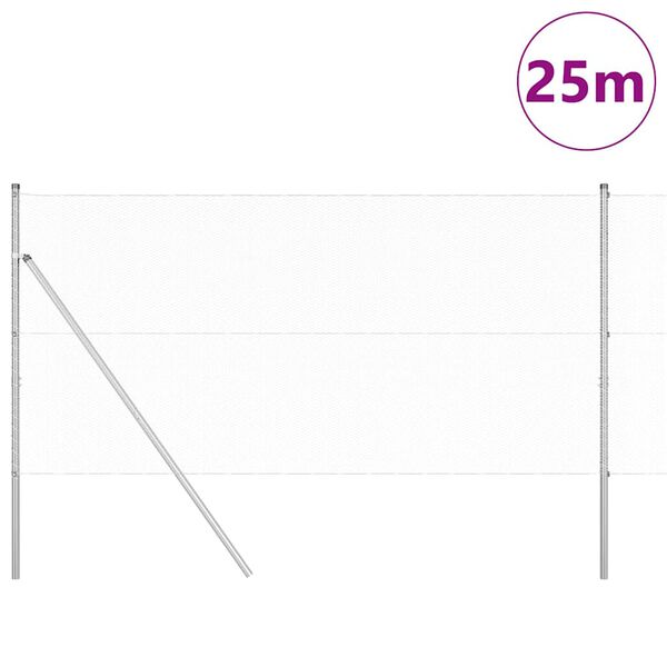 vidaXL Zaunpfosten Silber 25 x 1 m (13 mm Gewebe) Stahl