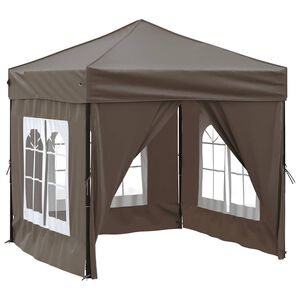 vidaXL Partyzelt Faltbar mit Seitenw&auml;nden Taupe 2x2 m