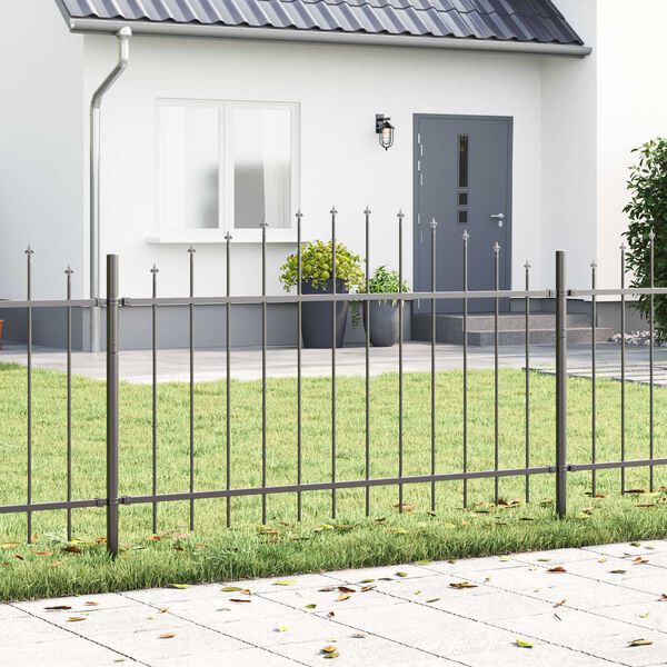 vidaXL Gartenzaun 6 pcs Grau 170 x 140 cm Pulverbeschichteter Stahl
