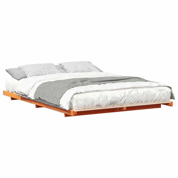 vidaXL Bodenbettgestell Wachsbraun 140 x 220 cm Massivholz Kiefer