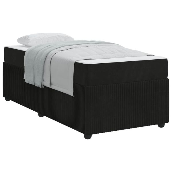 vidaXL Bettrahmen mit Matratze Schwarz 90 x 200 cm Stoff