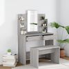 vidaXL Schminktisch mit Spiegel Grau Sonoma 96x40x142 cm