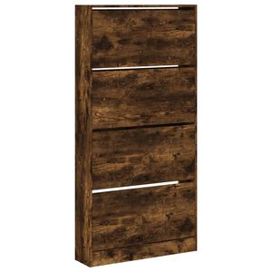 vidaXL Schuhschrank mit 4 Klappen R&auml;uchereiche 80x21x163,5 cm