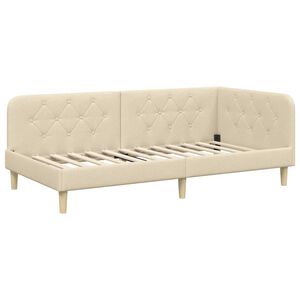 vidaXL Eckbettgestell mit Kopfteil Creme 90 x 200 cm Stoff