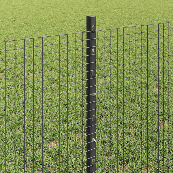 vidaXL Zaun mit Pfosten Grau 0,6 x 10 m Stahl und PVC