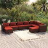vidaXL 9-tlg. Garten-Lounge-Set mit Kissen Poly Rattan Braun