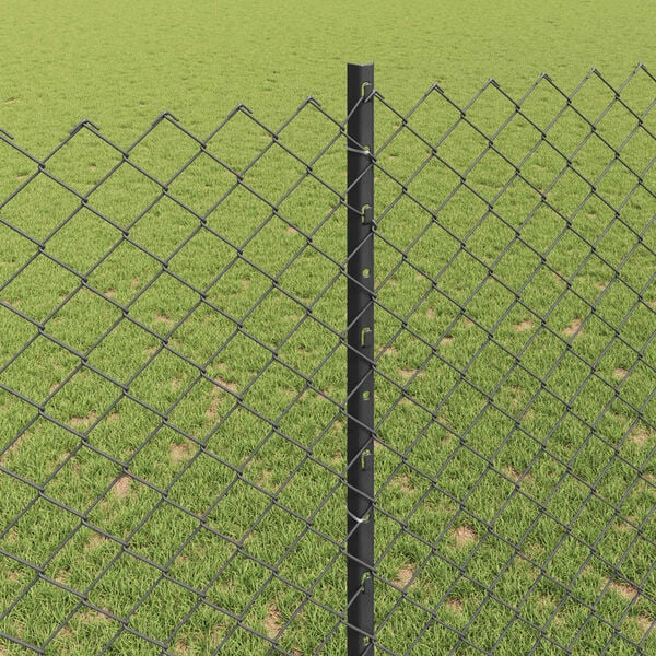 vidaXL Zaun mit Pfosten Grau 1,4 x 10 m Stahl und PVC