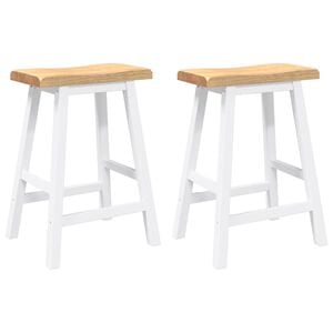 vidaXL Barhocker 2 Stk. Wei&szlig; Massivholz Gummibaum