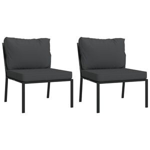 vidaXL Gartenst&uuml;hle mit Grauen Kissen 2 Stk. 60x74x79 cm Stahl