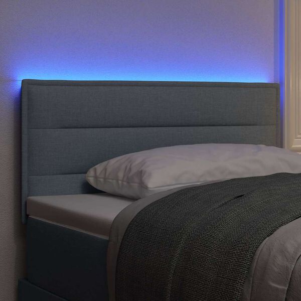 vidaXL LED Kopfteil mit LED-Lichtleisten Hellgrau 100 cm Polyester