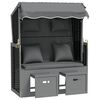vidaXL Strandkorb mit Kissen Poly Rattan Massivholz Anthrazit Schwarz